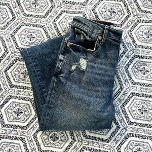 We the Free Distressed Raw Hem Straight Leg Jeans